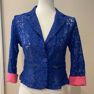 Lace Color-Block Blazer